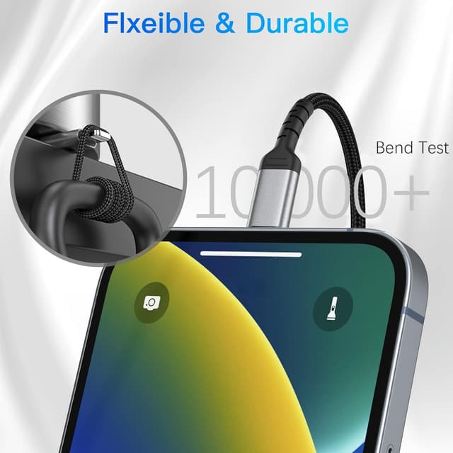 Detalle de iPhone Ladekabel Kurz (15 cm, 2er-Pack) MFi Lightning – Nylon, USB-A auf Lightning