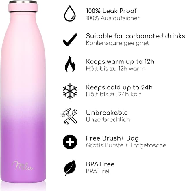 Thumbnail 1 de Milu Edelstahl Trinkflasche 750 ml 🥤