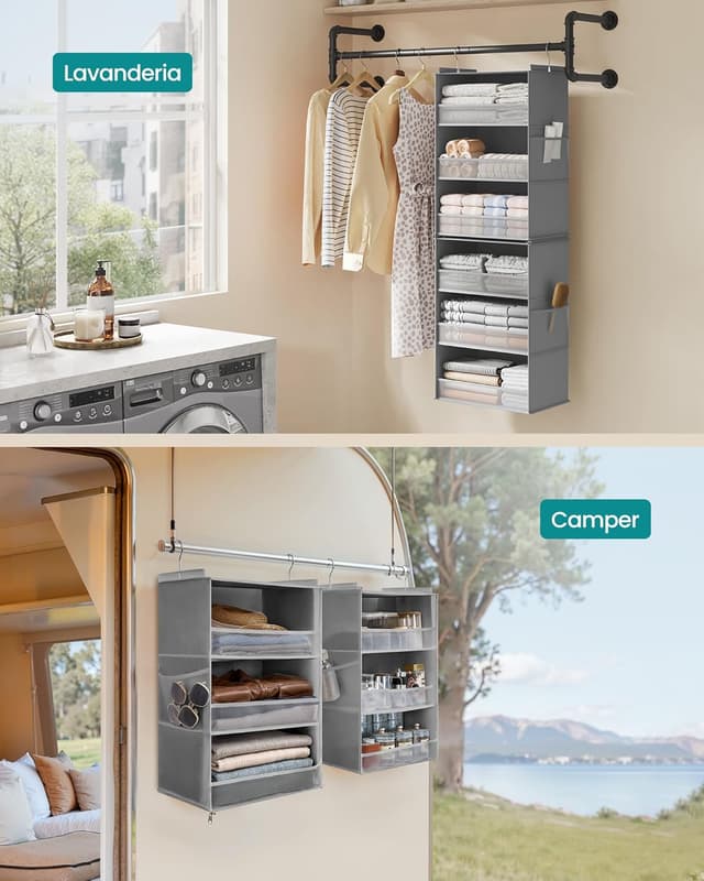 Thumbnail 6 de SONGMICS RCH008G01 organizer armadio da appendere 2 set