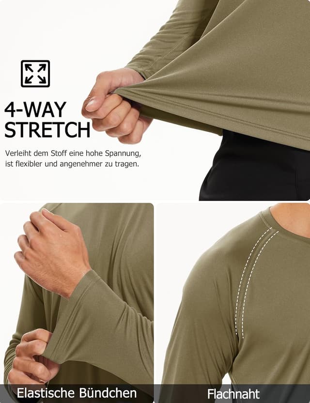 Detalle de TACVASEN Herren UPF 50+ UV-Schutz Langarmshirt für Outdoor & Rashguard