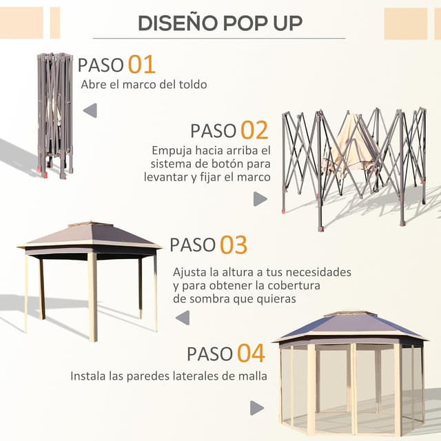 Thumbnail 4 de Outsunny Carpa Plegable 4x3,4x2,85 m Gazebo para jardín