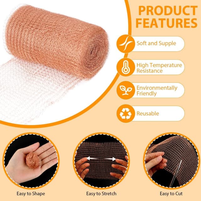 Detalle de OFFCUP Rete di rame 12,7 cm x 7 m per protezione da lumache e roditori