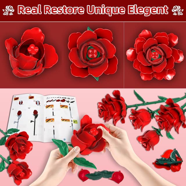 Thumbnail 4 de kiothdre Red Rose Building Set 443PCS