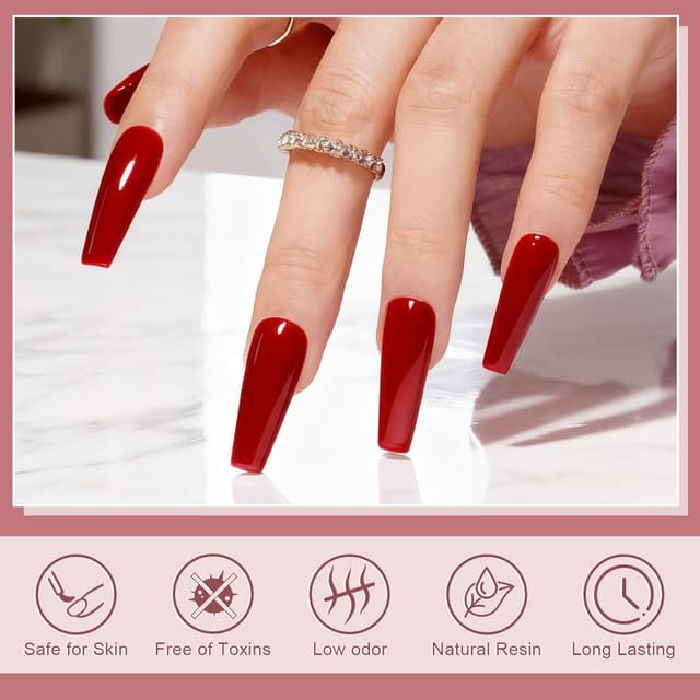 Detalle de YSUVIN UV Nagellack Rot (6 Farben) – 8 ml pro Flasche, soak-off UV/LED Gel für DIY & Salon-Look