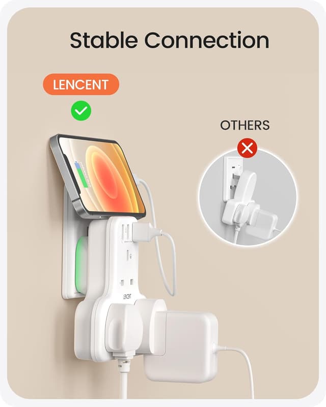 Detalle 2 de LENCENT Plug Extension Socket 13A with 3 USB ports ๐