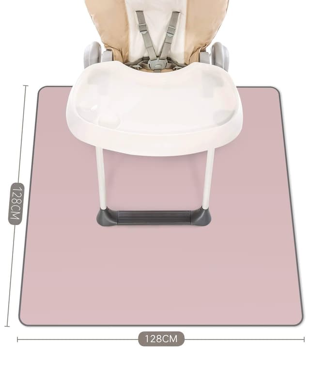 Detalle de Blissful Diary Baby-Spritzschutzmatte für unter den Hochstuhl (128 x 128 cm), abwischbar, wasserdicht & rutschfest – zartrosa