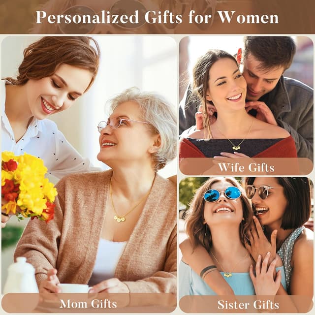 Thumbnail 6 de TINGN Gold Damen Herz Halskette mit zwei Buchstaben – 14K Gold vergoldet, personalisierte Geschenkidee