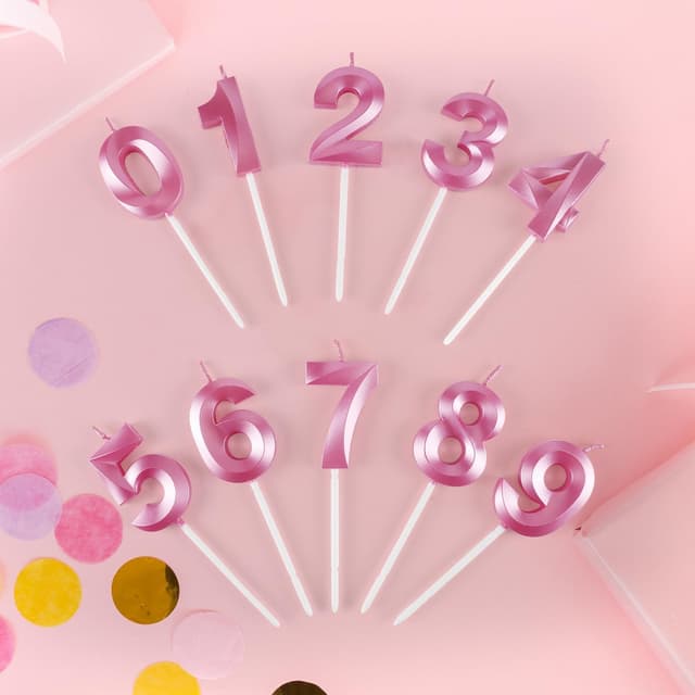 Thumbnail 3 de BEAN LIEVE Velas de cumpleaños números 0-9 rosas