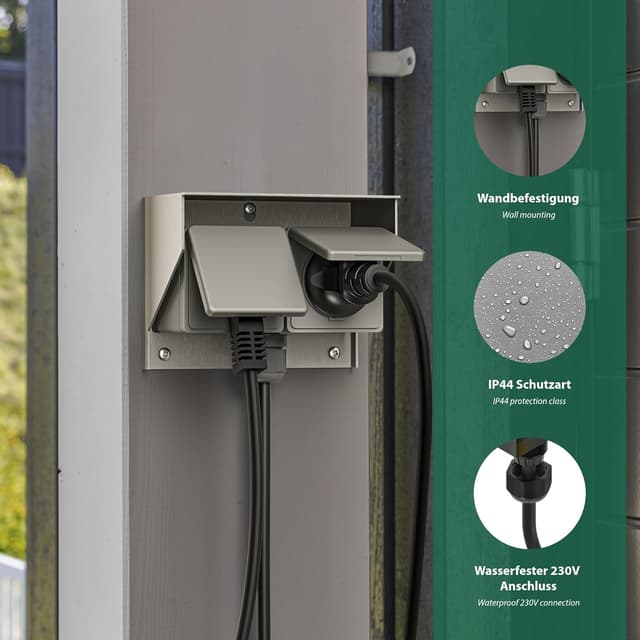 Detalle 1 de Aufputz Steckdose PIWI außen IP44, 2-fach