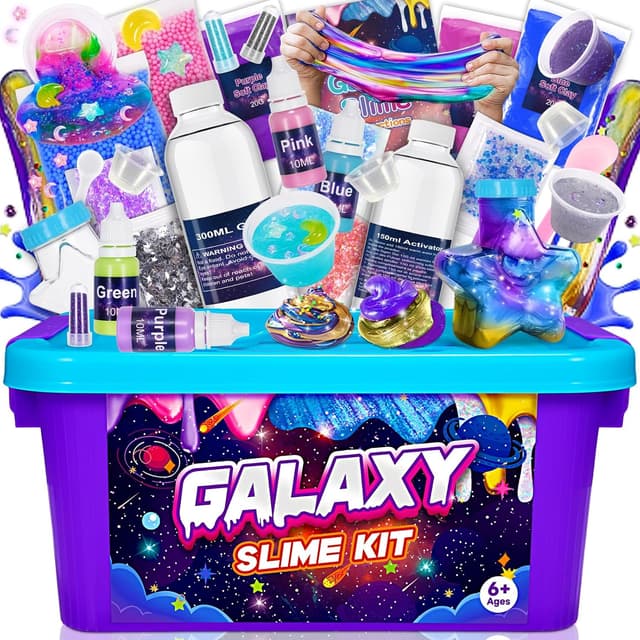 Detalle de Hapikids Ice Cream Slime Set (6–12 years) – Galaxy starry sky slime gift