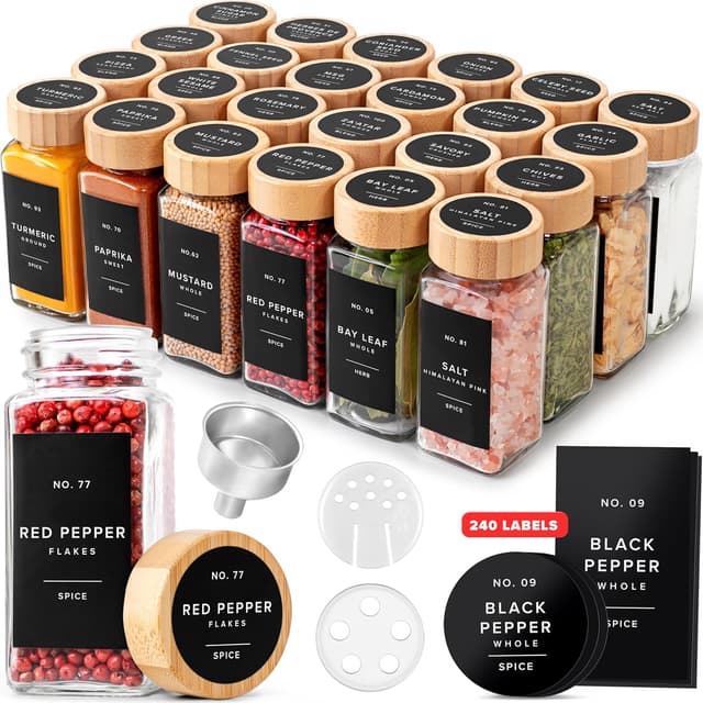 Detalle de EDELHAUS Square Spice Jars 4oz, 24-pack 🧂