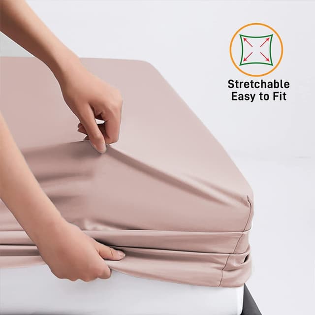 Detalle de My home store Blush Double Fitted Sheet 25 cm Deep Brushed Microfiber