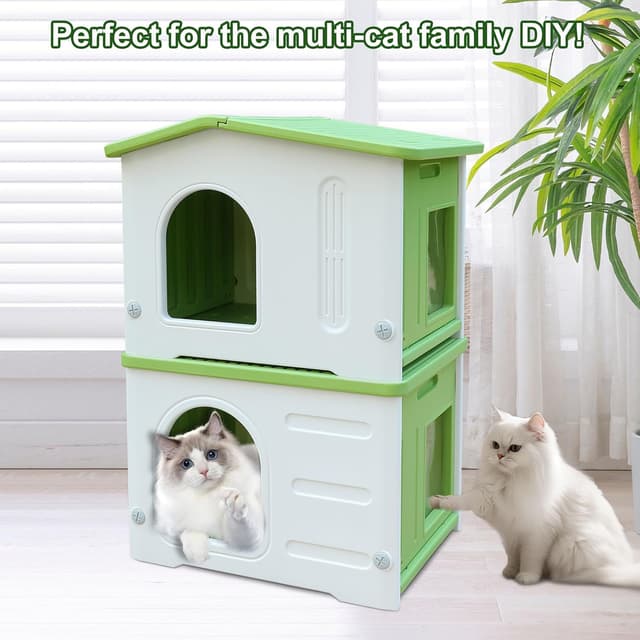 Thumbnail 6 de Plastic Cat House Outdoor Stackable Shelter