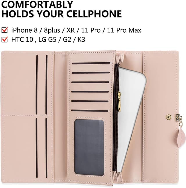 Detalle de Roulens Ladies Purse RFID Blocking PU Leather Wallet with Zip Coin Purse & Card Slots