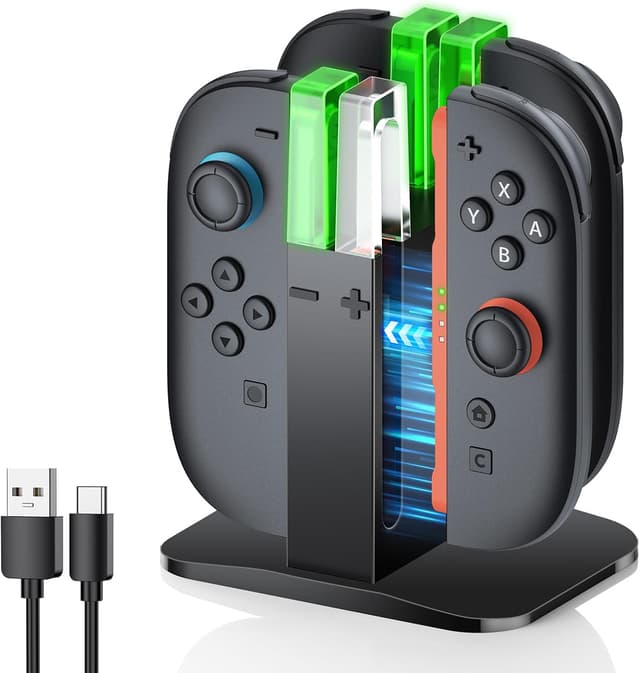 Detalle de Switch 2 Ladestation für Joy-Con 2 (2025) – 4-fach Ladesockel mit LED-Anzeige