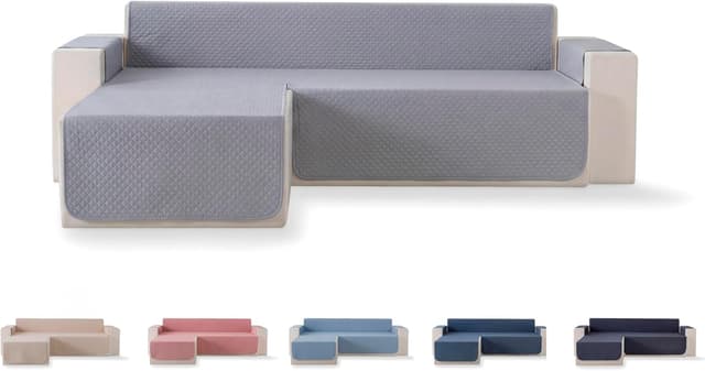 Detalle de Copridivano Todocama imbottito e traspirante per chaise sinistra, grigio chiaro, 240 cm