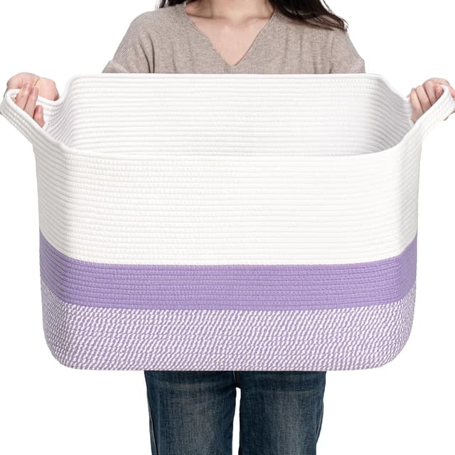 Detalle de CLHMILY&Z Stylish Square Cotton Rope Basket 85L