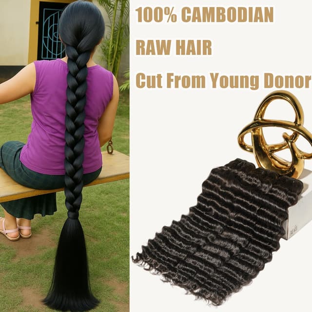 Detalle 2 de VipHonor Deep Wave Hair Bundles 18–22in