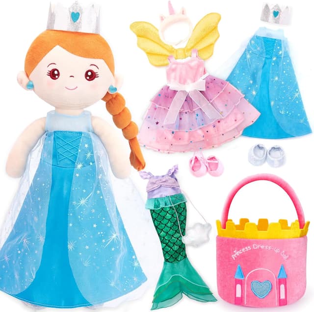 Detalle de Hahaland Dress Up Doll Playsets (Princess, Mermaid & Unicorn) with Plush Carry Bag