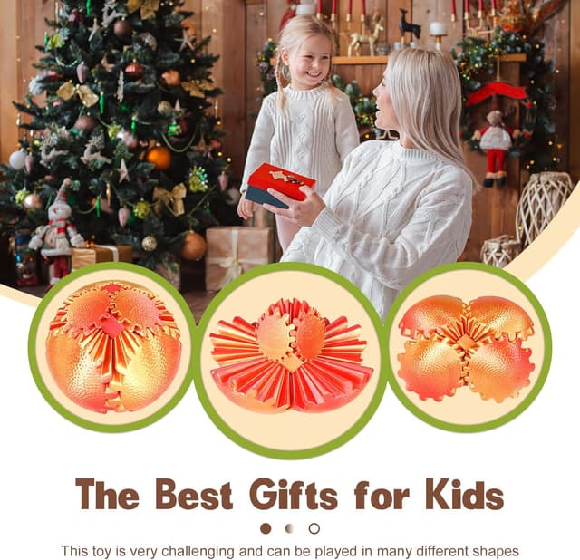 Detalle 2 de Olee Odee Gear Ball Fidget Spielzeug Steampunk Zahnrad-Kugel (Rot, 8 cm)