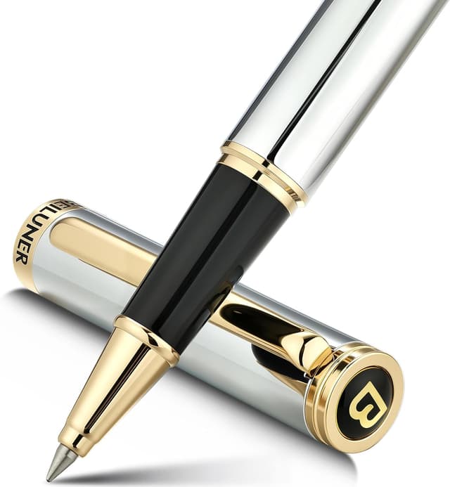 Detalle de BEILUNER Luxury Rollerball Pen (24K Gold Trim) with Schneider 850 Refill – Executive Gift Set