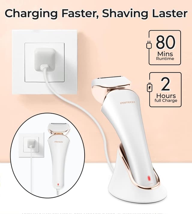 Detalle 2 de PRITECH Electric Shaver for Women – Cordless Lady Razor (Wet & Dry, USB Rechargeable)