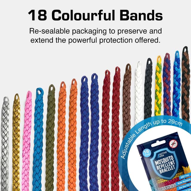 Detalle de Active Era Mosquito Repellent Bracelet (18 Pack) – DEET-free insect & midge bands with citronella blend