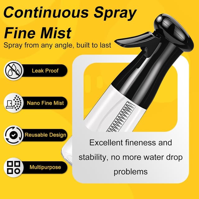 Detalle de SALONKEY kontinuierliche Wassersprühflasche mit Feinnebel-Düse (0,3 mm) – nachfüllbar, auslaufsicher 360°