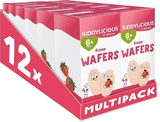 Imagen de Kiddylicious Wafers de Fresa 🍓 para Bebés desde 6 meses, 12 pack en OfertitasTOP