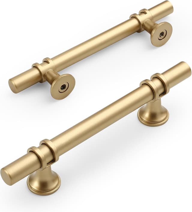 Detalle 2 de Lot de 10 poignées de meuble Amerdeco doré 96 mm (alliage d’aluminium) avec vis