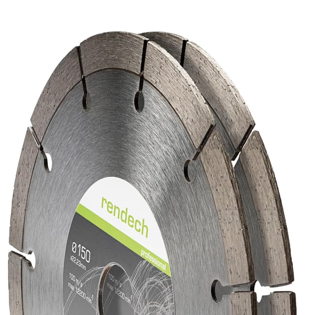 Detalle 2 de rendech® Profi Diamantscheibe 150 mm für Mauernutfräse – 2er Pack (Diamanttrennscheibe für Mauerwerk, Beton, Klinker & mehr)