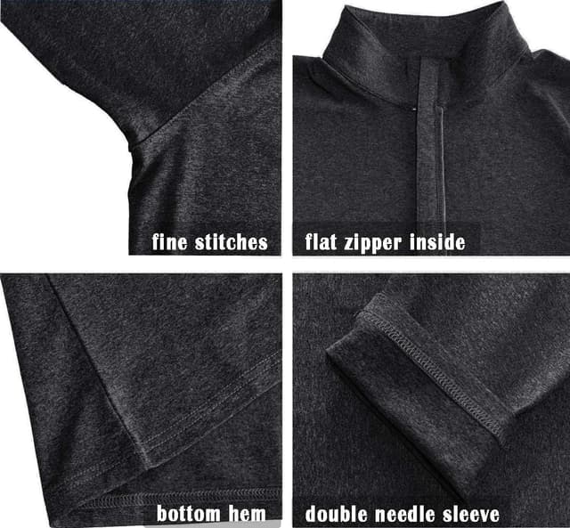 Detalle de KEFITEVD Herren 1/4-Zip Fleece Pullover – langarm Funktionsshirt für Warm, Atmungsaktivität & Bewegung