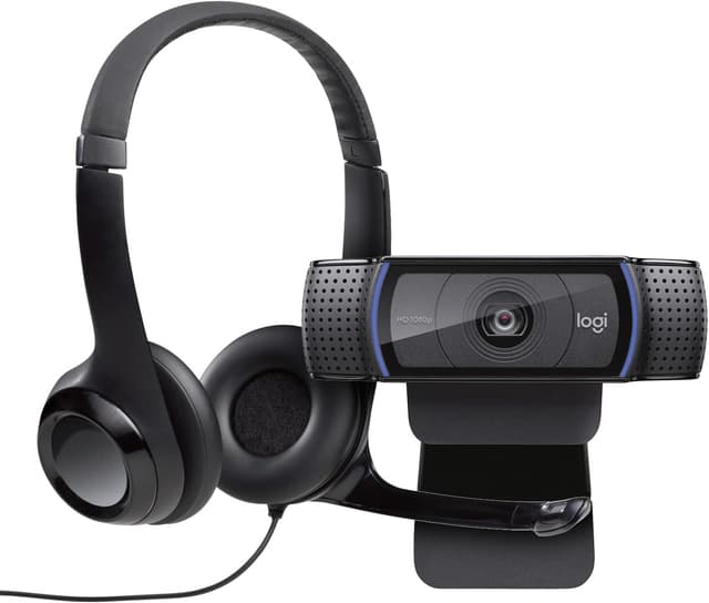 Detalle de Logitech C920 USB HD Pro Webcam with Auto-Focus, Microphone & Logitech H390 USB Headset bundle
