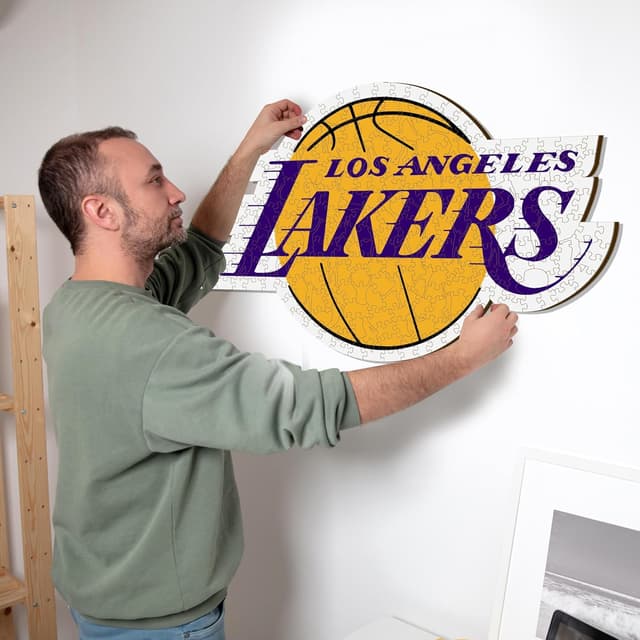 Detalle de Iconic Puzzles Los Angeles Lakers (Logo) – Puzzle en bois sous licence officielle NBA, 500 pièces, taille L