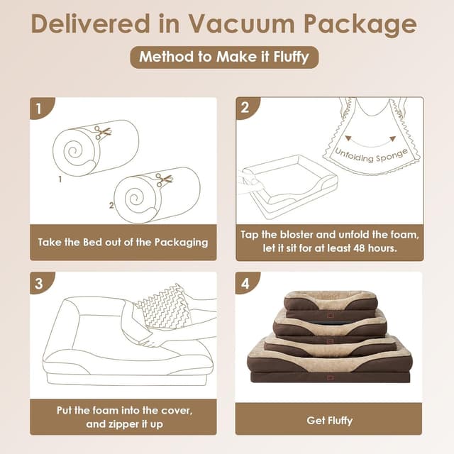 Thumbnail 6 de EHEYCIGA Orthopädisches Hundebett Mittelgroße Hunde (91 x 68 x 17,5 cm) mit Memory Foam, waschbar und wasserdicht