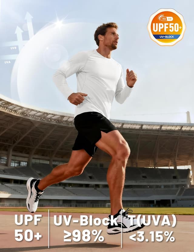 Detalle de TACVASEN Herren UPF 50+ Langarmshirt Rashguard für Outdoor & UV-Schutz