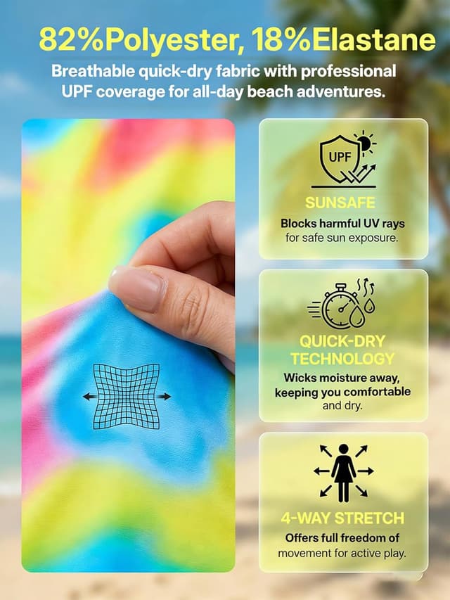 Detalle 2 de JiAmy Mädchen Badeanzug Zweiteiler Set mit Langarm-UV-Schwimmshirt und Badehose (Gr. 122-152)