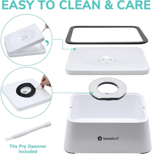 Detalle 1 de LumoLeaf Dog Water Bowl (70oz/2L) – non-spill slow-feeder with replacement filter for travel