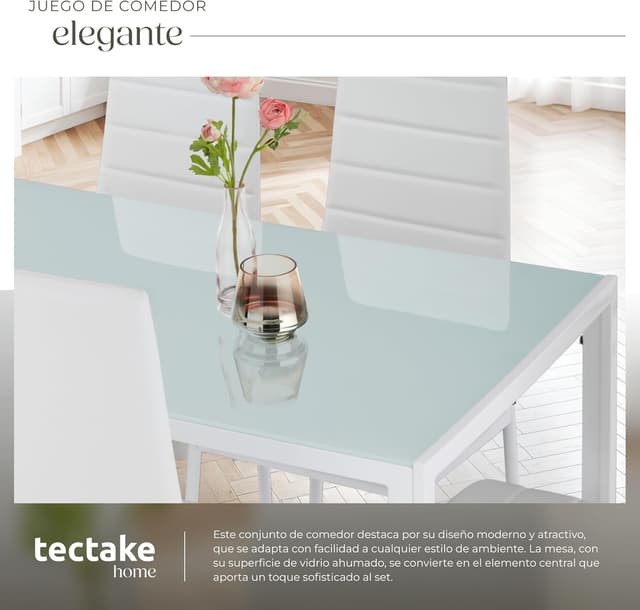 Thumbnail 4 de tectake® Conjunto de Mesa y 6 Sillas de comedor Blanco
