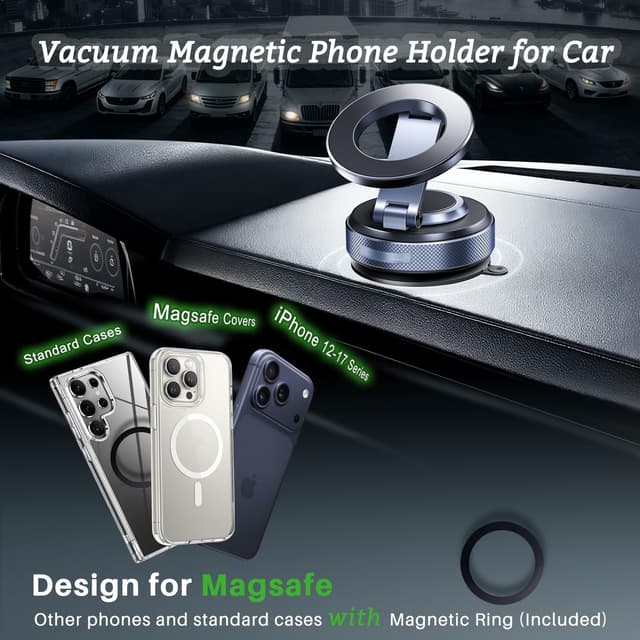 Detalle 1 de Jkoailiwi Magnetic car phone holder with 360°