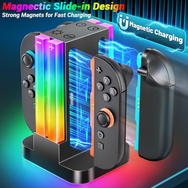 Detalle 2 de Wenocally Cargador Joy‑Con Switch 2 4 mandos 2h