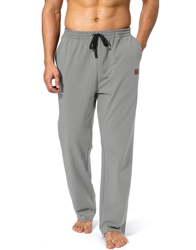 Detalle de HMIYA Jogginghose für Herren aus Baumwolle mit Taschen und Kordelzug – Sport- und Freizeithose mit weitem Bein