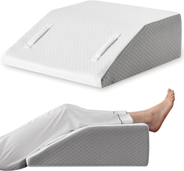 Detalle de Ruqmuis 8-Inch Leg Elevation Pillow for After Surgery, Foam Wedge for Swelling & Pain Relief (White)