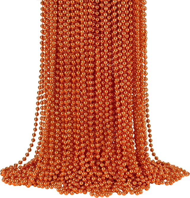 Detalle de YAXINRUI 72 PCS Orange Bead Necklace (33 Inch) for Mardi Gras, Halloween & Festive Events