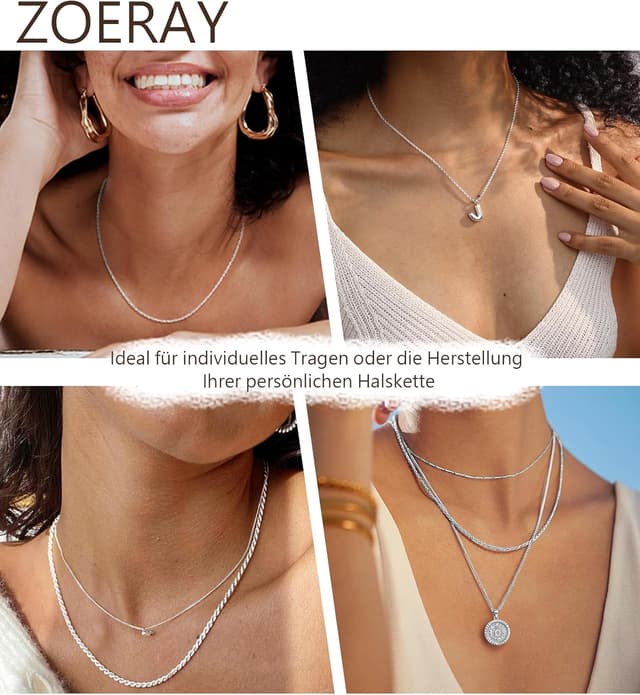 Detalle 2 de ZOERAY Silberkette Damen 925 16 inch