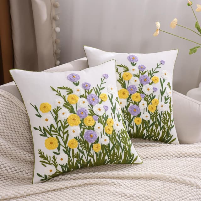 Thumbnail 4 de Tosleo Kissenbezug 45x45 Orange Blumen