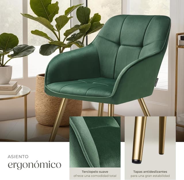 Thumbnail 5 de tectake Silla de comedor elegante verde