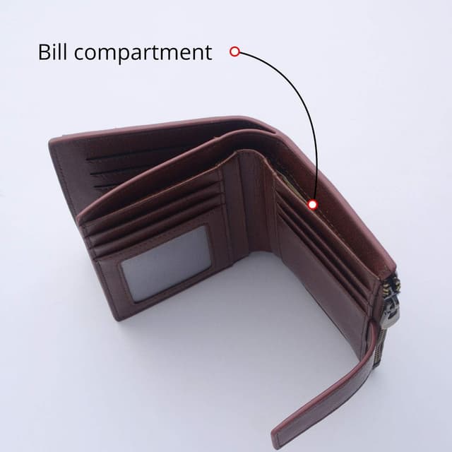 Detalle 1 de Small Leather Purse for Women RFID Blocking Bifold Wallet with ID Window