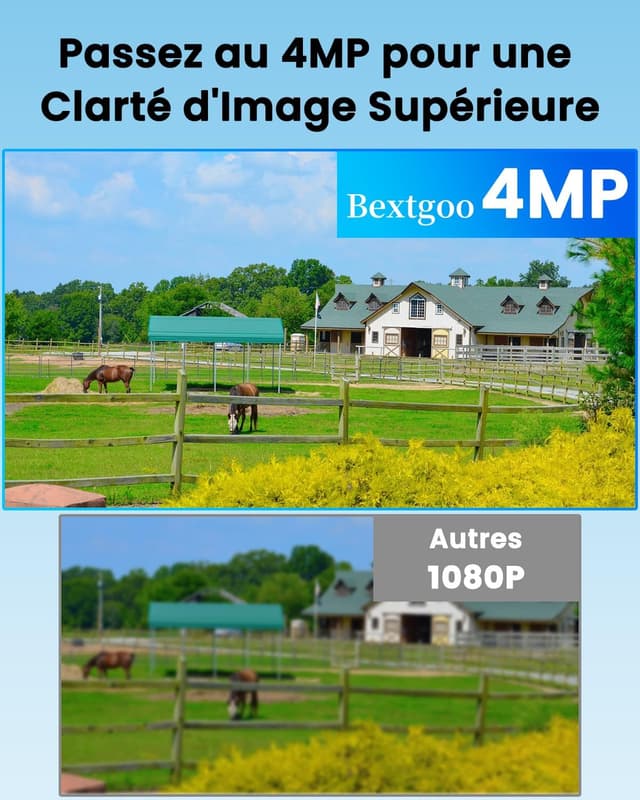 Detalle 2 de Bextgoo Caméra de surveillance extérieure 4MP 24/7 sans WiFi (avec carte SIM, IP66) 360°