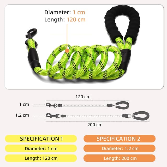 Detalle 1 de RoiYeel Hundeleine 200 cm mit 1 cm Breite